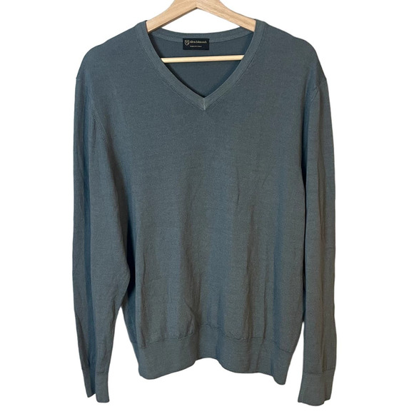 Allen Edmonds 100% Merino Wool Blue V-Neck Formal Designer Sweater Men's XL EUC - Picture 1 of 13
